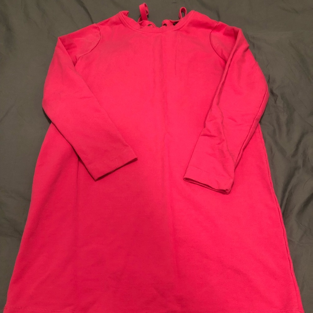 Bright pink sweatshirt dress